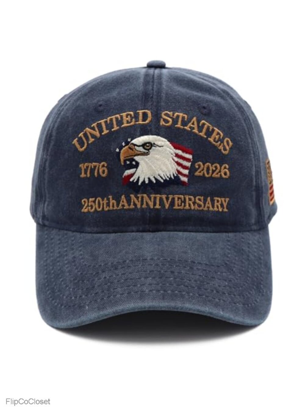 US 250th Anniversary Patriotic Dad Hat, Washed Cotton Baseball Cap, Adjustable
